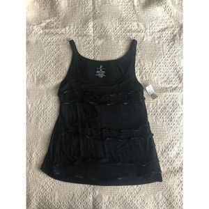 NEW YORK & CO New With Tags Black LARGE Cami Ruffle Tank Top